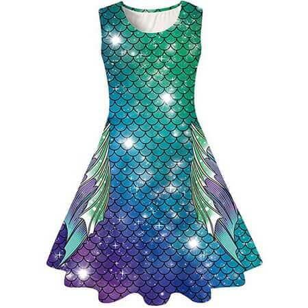 Girls Mermaid Long Swimming Dress Costume -Ostar Swimwear recommend