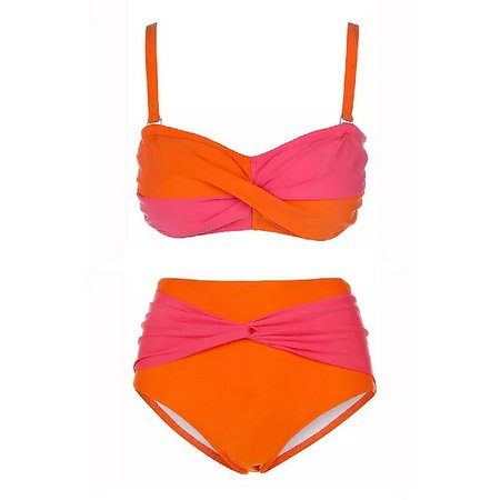 Contrast Twist Bandeau Bikini With Twist Front Bikini Top And High Rise Briefs By OSTAR swimwear manufacturer