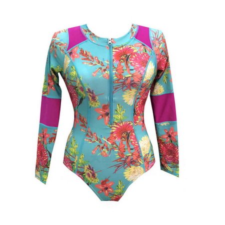 Lady Swimwear Digital Printing Rush Guard With Front Zipper -Ostar Swimwear recommend