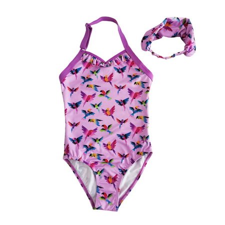 Cute Child Bird Printing One piece Swimwear With Head Band In Recycle Fabric -Ostar Swimwear recommend