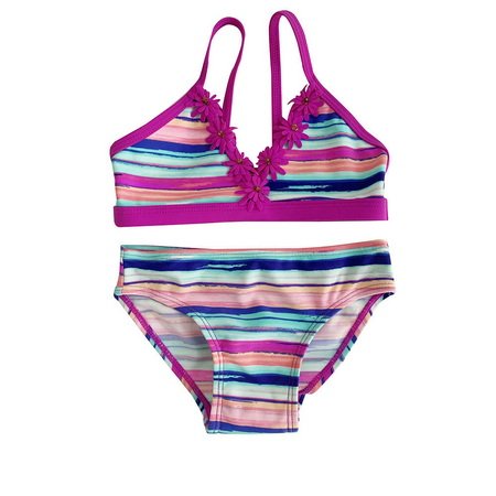 Colorful Striped Printing Bikini Swimwear Set Girl Bathing Suit -Ostar Swimwear recommend