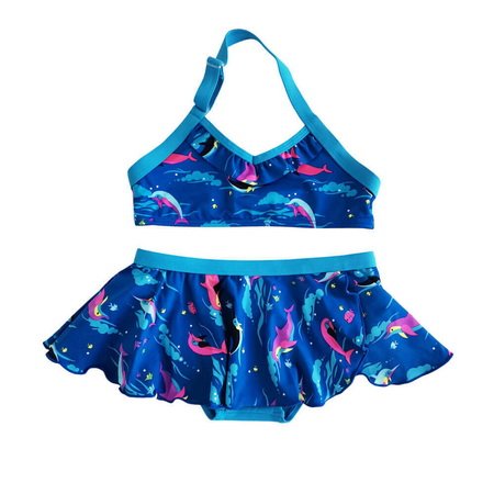 Dolphin Print Recycle Bathing Suit For Baby Girl Bikini Dress Swimsuit -Ostar Swimwear recommend