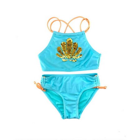 Girl's Bikini Swimwear ​Set Bathing Suit With Golden Flip Sequence-Ostar Swimwear recommend