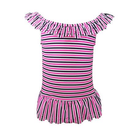 Laser Cut Frill Swim Dress For Girl Sleeveless One Piece Swimsuit -Ostar Swimwear recommend